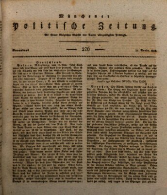 Münchener politische Zeitung (Süddeutsche Presse) Samstag 21. November 1818