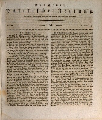 Münchener politische Zeitung (Süddeutsche Presse) Montag 8. Februar 1819