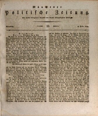 Münchener politische Zeitung (Süddeutsche Presse) Dienstag 9. Februar 1819