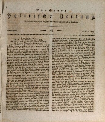 Münchener politische Zeitung (Süddeutsche Presse) Samstag 20. Februar 1819