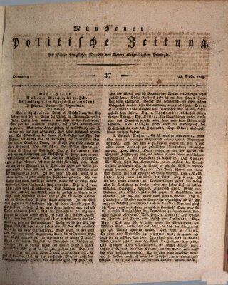 Münchener politische Zeitung (Süddeutsche Presse) Dienstag 23. Februar 1819