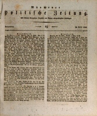 Münchener politische Zeitung (Süddeutsche Presse) Donnerstag 25. Februar 1819