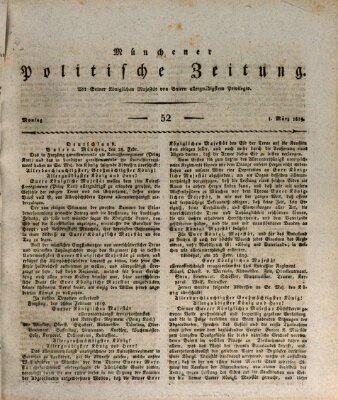 Münchener politische Zeitung (Süddeutsche Presse) Montag 1. März 1819