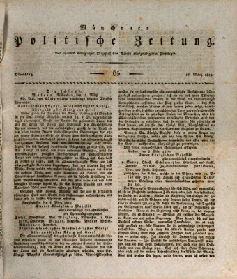 Münchener politische Zeitung (Süddeutsche Presse) Dienstag 16. März 1819