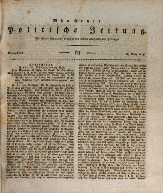 Münchener politische Zeitung (Süddeutsche Presse) Samstag 20. März 1819