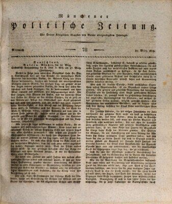 Münchener politische Zeitung (Süddeutsche Presse) Mittwoch 31. März 1819