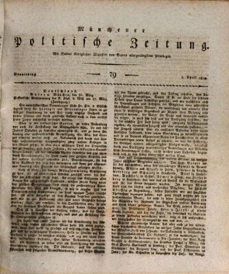 Münchener politische Zeitung (Süddeutsche Presse) Donnerstag 1. April 1819