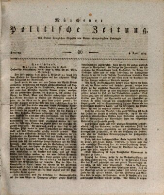Münchener politische Zeitung (Süddeutsche Presse) Freitag 9. April 1819