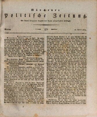 Münchener politische Zeitung (Süddeutsche Presse) Montag 19. April 1819