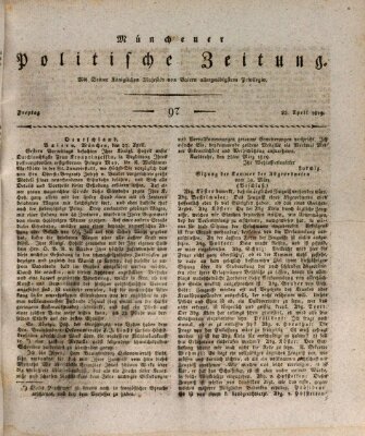 Münchener politische Zeitung (Süddeutsche Presse) Freitag 23. April 1819