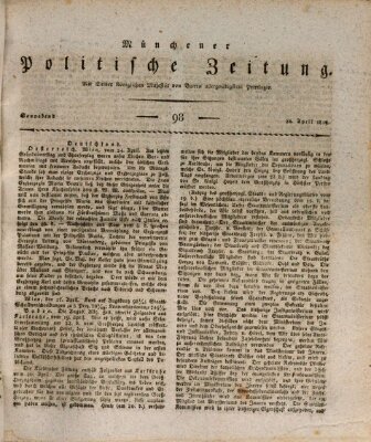 Münchener politische Zeitung (Süddeutsche Presse) Samstag 24. April 1819