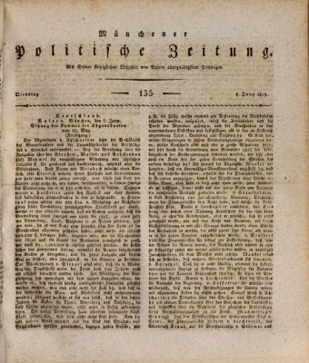 Münchener politische Zeitung (Süddeutsche Presse) Dienstag 8. Juni 1819