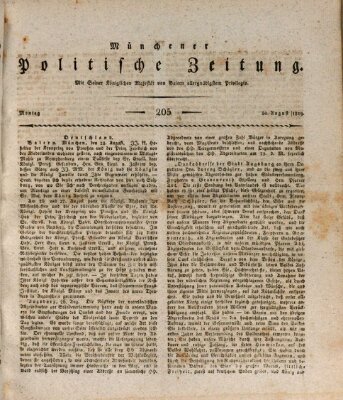 Münchener politische Zeitung (Süddeutsche Presse) Montag 30. August 1819