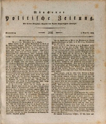 Münchener politische Zeitung (Süddeutsche Presse) Donnerstag 2. September 1819