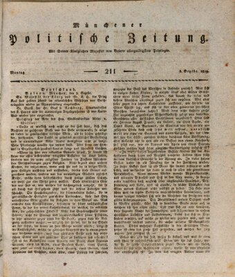 Münchener politische Zeitung (Süddeutsche Presse) Montag 6. September 1819