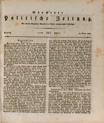 Münchener politische Zeitung (Süddeutsche Presse) Freitag 10. September 1819