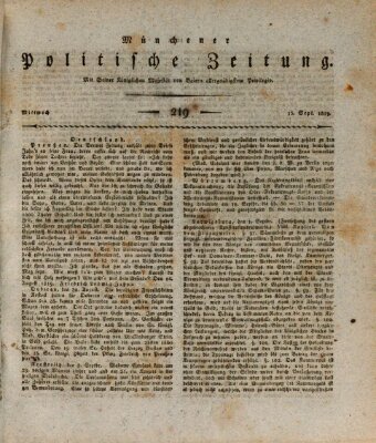 Münchener politische Zeitung (Süddeutsche Presse) Mittwoch 15. September 1819