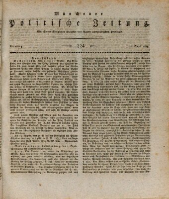 Münchener politische Zeitung (Süddeutsche Presse) Dienstag 21. September 1819