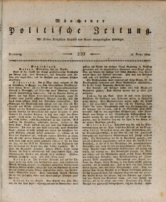 Münchener politische Zeitung (Süddeutsche Presse) Dienstag 28. September 1819