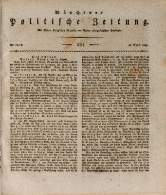 Münchener politische Zeitung (Süddeutsche Presse) Mittwoch 29. September 1819