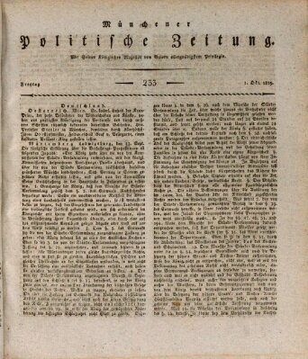 Münchener politische Zeitung (Süddeutsche Presse) Freitag 1. Oktober 1819