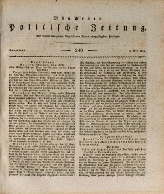 Münchener politische Zeitung (Süddeutsche Presse) Samstag 9. Oktober 1819