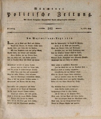 Münchener politische Zeitung (Süddeutsche Presse) Dienstag 12. Oktober 1819