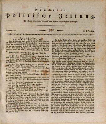 Münchener politische Zeitung (Süddeutsche Presse) Donnerstag 14. Oktober 1819