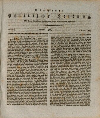 Münchener politische Zeitung (Süddeutsche Presse) Dienstag 2. November 1819