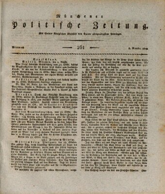 Münchener politische Zeitung (Süddeutsche Presse) Mittwoch 3. November 1819