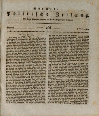 Münchener politische Zeitung (Süddeutsche Presse) Dienstag 9. November 1819