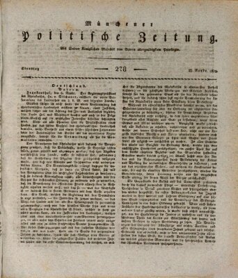 Münchener politische Zeitung (Süddeutsche Presse) Dienstag 23. November 1819