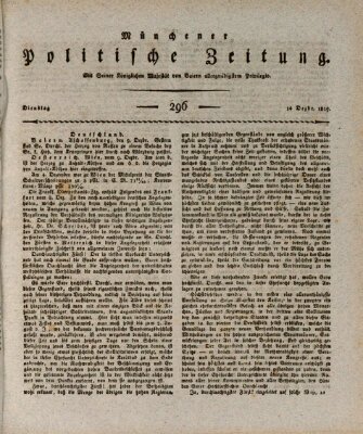 Münchener politische Zeitung (Süddeutsche Presse) Dienstag 14. Dezember 1819