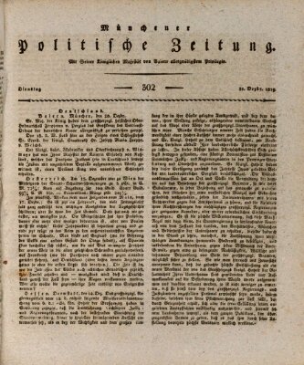 Münchener politische Zeitung (Süddeutsche Presse) Dienstag 21. Dezember 1819