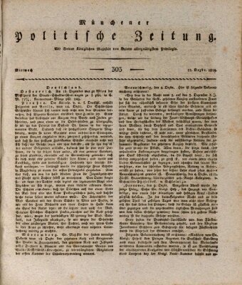 Münchener politische Zeitung (Süddeutsche Presse) Mittwoch 22. Dezember 1819