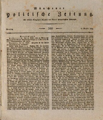 Münchener politische Zeitung (Süddeutsche Presse) Freitag 31. Dezember 1819