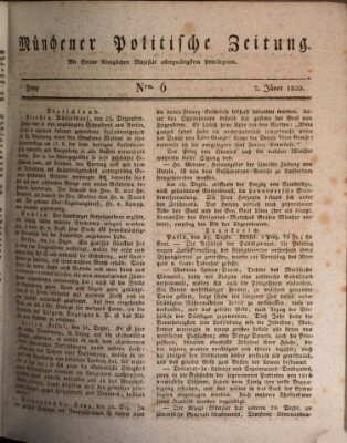 Münchener politische Zeitung (Süddeutsche Presse) Freitag 7. Januar 1820