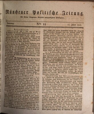 Münchener politische Zeitung (Süddeutsche Presse) Donnerstag 13. Januar 1820