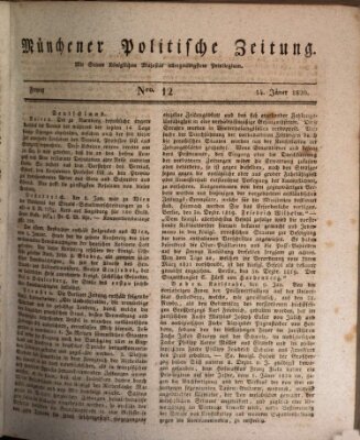 Münchener politische Zeitung (Süddeutsche Presse) Freitag 14. Januar 1820