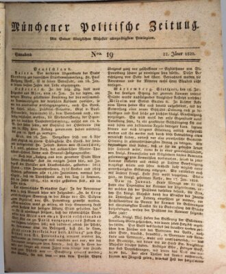 Münchener politische Zeitung (Süddeutsche Presse) Samstag 22. Januar 1820