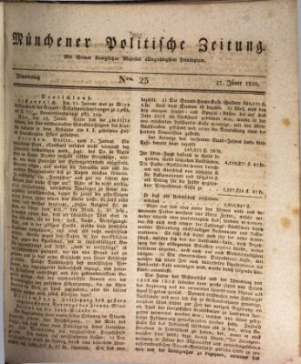 Münchener politische Zeitung (Süddeutsche Presse) Donnerstag 27. Januar 1820