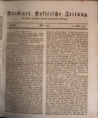 Münchener politische Zeitung (Süddeutsche Presse) Samstag 12. Februar 1820