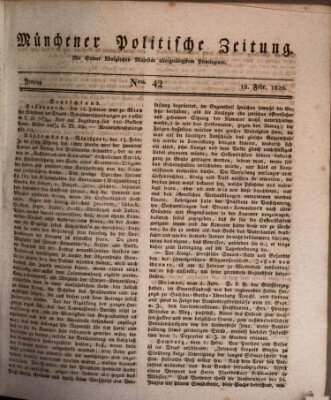 Münchener politische Zeitung (Süddeutsche Presse) Freitag 18. Februar 1820