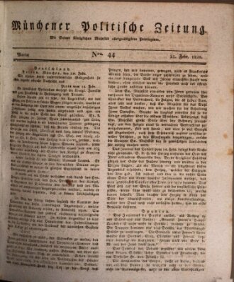 Münchener politische Zeitung (Süddeutsche Presse) Montag 21. Februar 1820