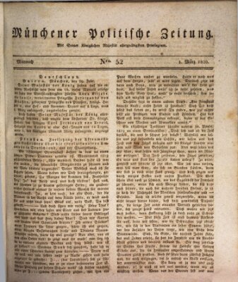 Münchener politische Zeitung (Süddeutsche Presse) Mittwoch 1. März 1820