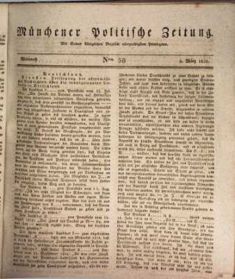 Münchener politische Zeitung (Süddeutsche Presse) Mittwoch 8. März 1820