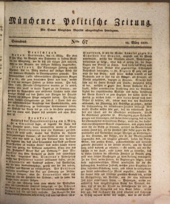 Münchener politische Zeitung (Süddeutsche Presse) Samstag 18. März 1820