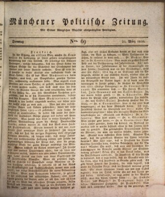 Münchener politische Zeitung (Süddeutsche Presse) Dienstag 21. März 1820