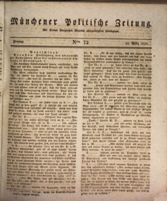 Münchener politische Zeitung (Süddeutsche Presse) Freitag 24. März 1820