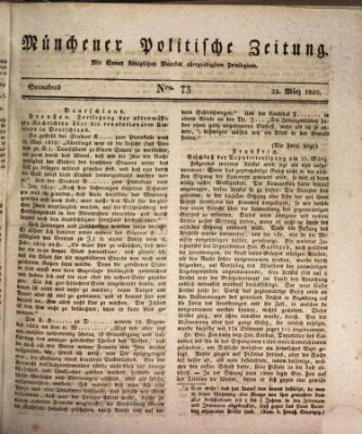 Münchener politische Zeitung (Süddeutsche Presse) Samstag 25. März 1820